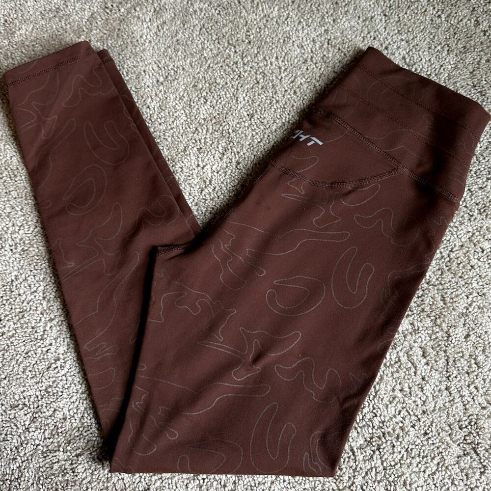 Echt Printed Pull On High Waisted Skinny Athletic Leggings Brown Women's Medium